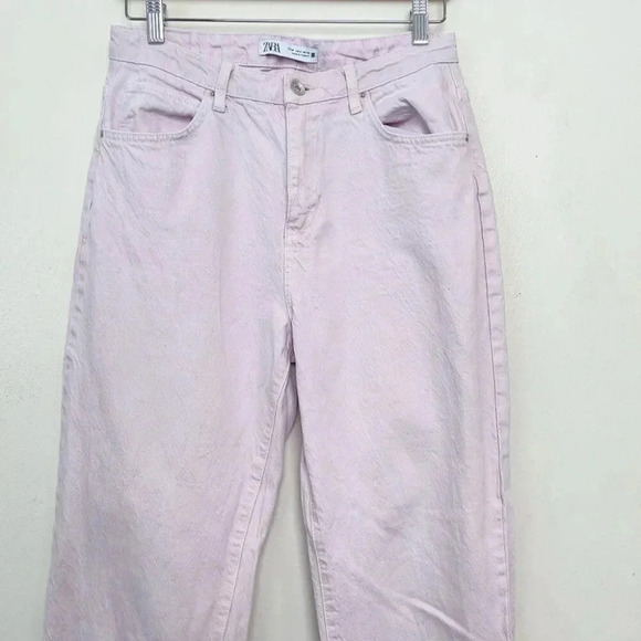 Zara Womens 6  High Rise Light Pink Straight Leg Jeans - Picture 3 of 14
